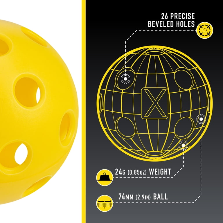 Franklin Sports X-26 Indoor Pickleballs - Official Size - Yellow