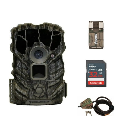 Stealth Cam Browtine 14MP Trail Camera with Video with Locking Cable Bundle