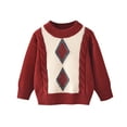 thumbnail image 7 of hengsof Children'S Diamond Pattern Preppy Sweater, Knitted Pullover Long Sleeve Classic Warm Top, Soft Color Block Knitted Top, 7 of 7