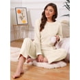 thumbnail image 3 of DARING DIVA Women's Soft Waffle Cotton Pajamas Long Sleeve with Pants Set L Apricot, 3 of 7
