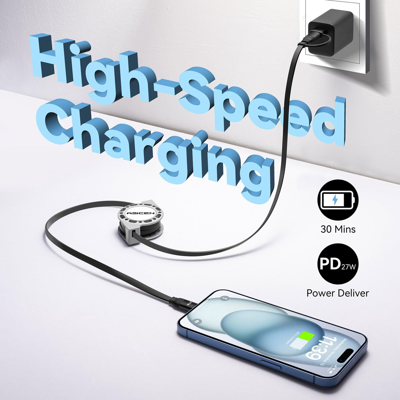 3-in-1 retractable charging cable lightning adapter/turns flash cable 27 [fast charging & data sync] multi-function charger suitable for 141312118765