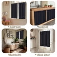 thumbnail image 4 of OVZME Black 24 Inch Length Short Blackout Tier Curtains, Rod Pocket Half Window Panels for Kitchen Bathroom Basement Cabinet Camper RV, 2 PCS, Each 30" Wx24" L, Black, 4 of 7