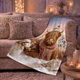 thumbnail image 6 of Whimsical Highland Cow Rustic Christmas Scene Animal Art, Festive Holiday Scene, Warm Flannel Blanket for Ranch House and Living Room, Art Lovers Christmas Gift, Festive Home Decor, 6 of 9