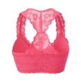 thumbnail image 3 of URBAN DAIZY Women's Seamless Lace Bra Racerback Padded Sexy Floral Mesh Bralette Crop Top Removable Pads Breathable Bustier A11_6324 Light Rose 1XL, 3 of 7