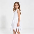 thumbnail image 6 of Cavewoman Wilma Cosplay Costume White One Shoulder Jagged Dress 2 Piece Outfit with Pearl Necklace Set for Halloween Stage Performance, 120, 6 of 6