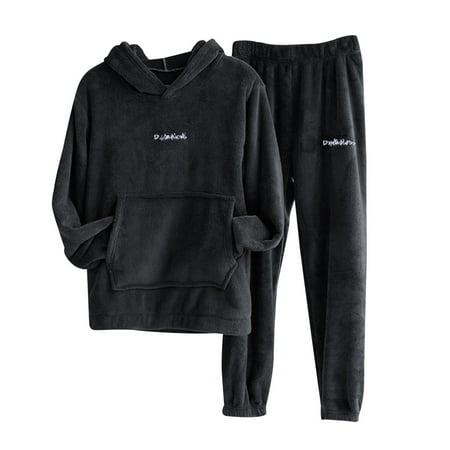 

Fsqjgq Jumpsuit Outfit Wedding Guest Women and Men Cute Pajamas Sets Velvet 2 Pieces Sleepwear Suit Hoodies Sweatshirt Sweatpants Nightwear Homewear Sets Womens Pant Suits for Work and Casual Black