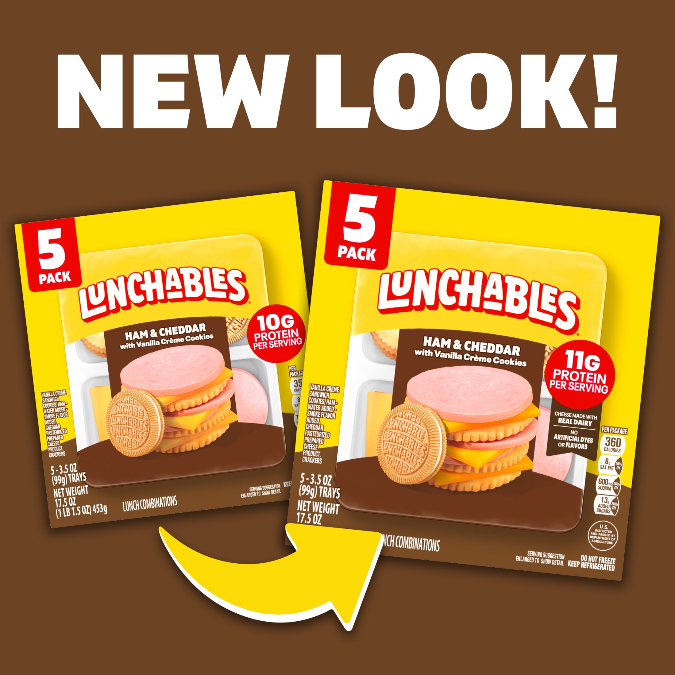 Lunchables Ham & Cheddar with Vanilla Creme Cookies, 5 Count Pack, 3.5 oz Trays