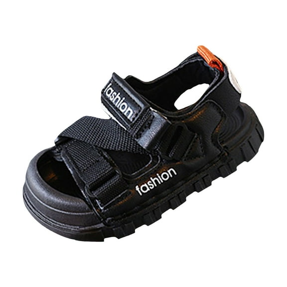Caqnni Boys Double Adjustable Strap Lightweight Sandals (See More Colors and Sizes) Casual Sandals Beach Shoes Boys Summer Sandals (Black,11)