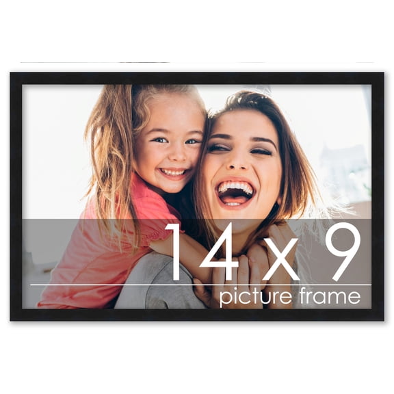 14x9 Frame Black Wood Picture Frame - UV Acrylic, Foam Board Backing, & Hanging Hardware Included!