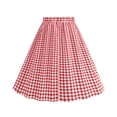 thumbnail image 2 of qelini Plaid Midi Skirt for Women Mid-Length Skirt High Waist A-line Skirt Vintage Color Block 1950s Skirt, 2 of 8