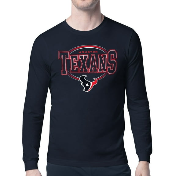 Men's Starter Navy Houston Texans Team Track Graphic Long Sleeve T-Shirt