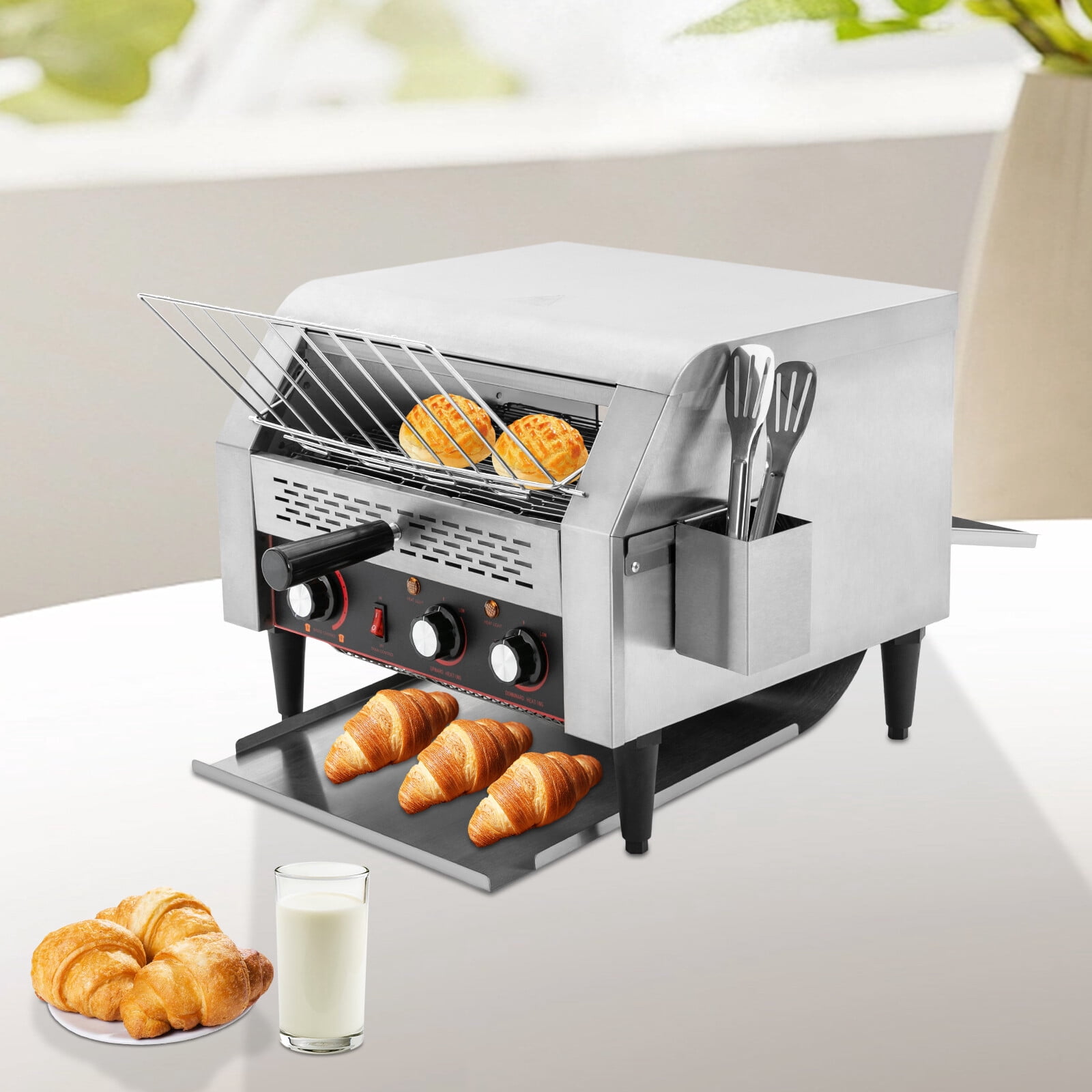 Silver Tabletop Electric Commercial Restaurant Industrial Conveyor Toaster 450 Slice/Hour 7Speed