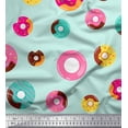thumbnail image 3 of Soimoi Tissu Satin Modal Vert Imprimé Donuts par Yard 42 Pouces de Large, 3 of 5
