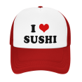 thumbnail image 2 of I Heart Sushi Love Food Funny Trucker Hat Mesh Cap Unisex Red, 2 of 5