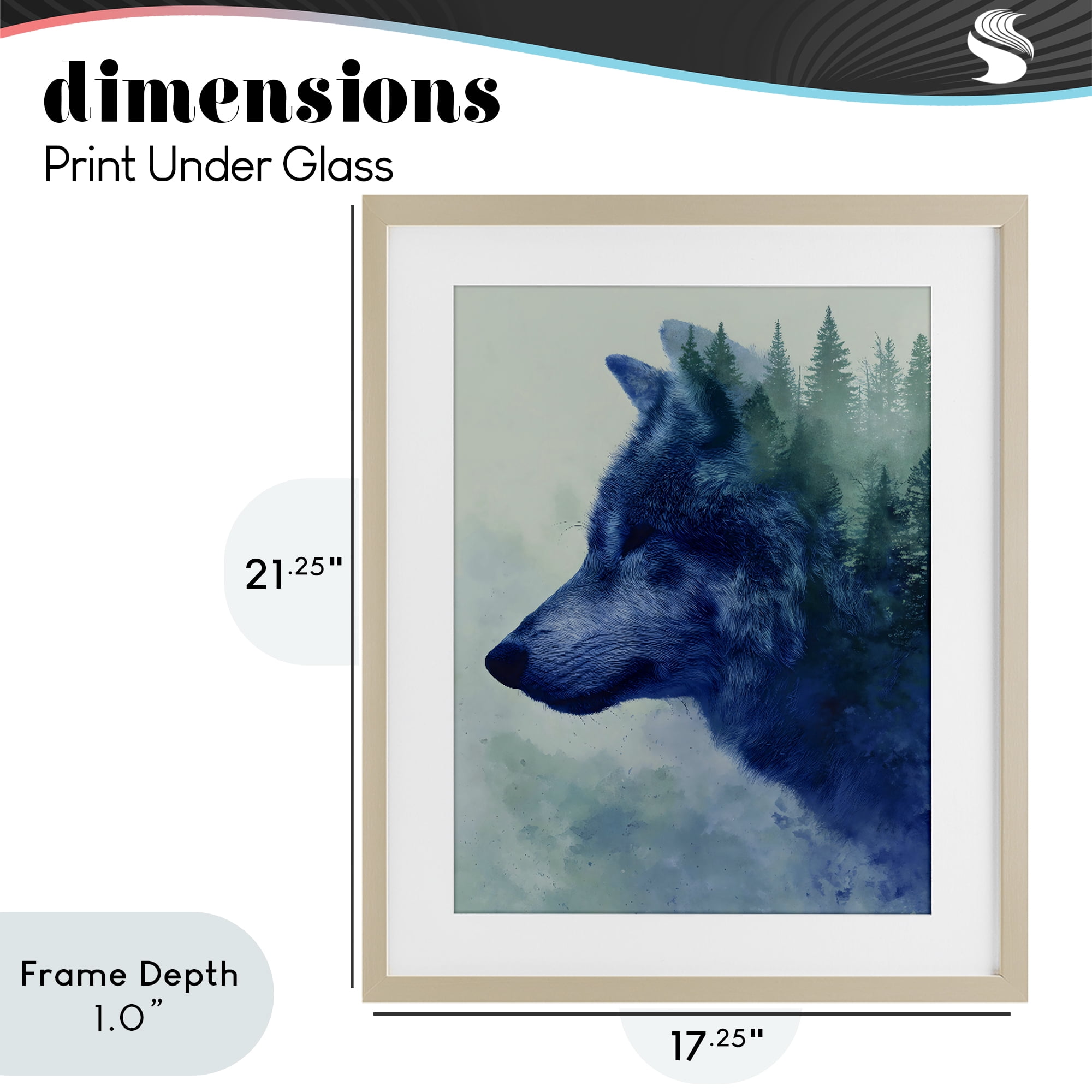 Stupell Industries Indigo Wolf in Misty Pines Birch Framed Print Under Glass, design by Franklyn Gregory