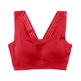 thumbnail image 7 of Sngxgn Sports Bras for Women Padded Strappy Sports Bra Seamless Mid Impact Workout Crop Tops(Red,XL), 7 of 7