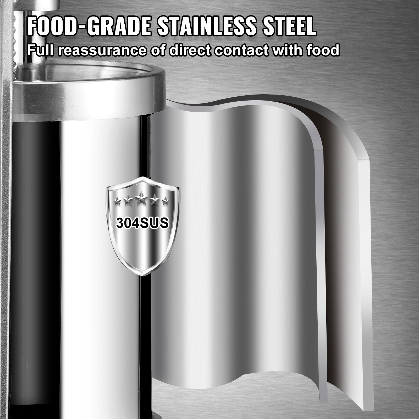 Sausage Stuffer 5 lbs Capacity, 304 Stainless Steel, 3 Filling Tubes, Suction Base, Air Release Valve for Home Commercial Use