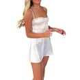 thumbnail image 2 of KelaJuan Women's Short Mini Dress, Summer Sleeveless Spaghetti Strap Lace Trim Satin Dress, 2 of 6