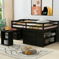 thumbnail image 2 of Harper & Bright Designs Full Size Loft Bed with Retractable Writing Desk and 3 Drawers, Wooden Loft Bed with Storage Stairs and Shelves, Espresso, 2 of 9