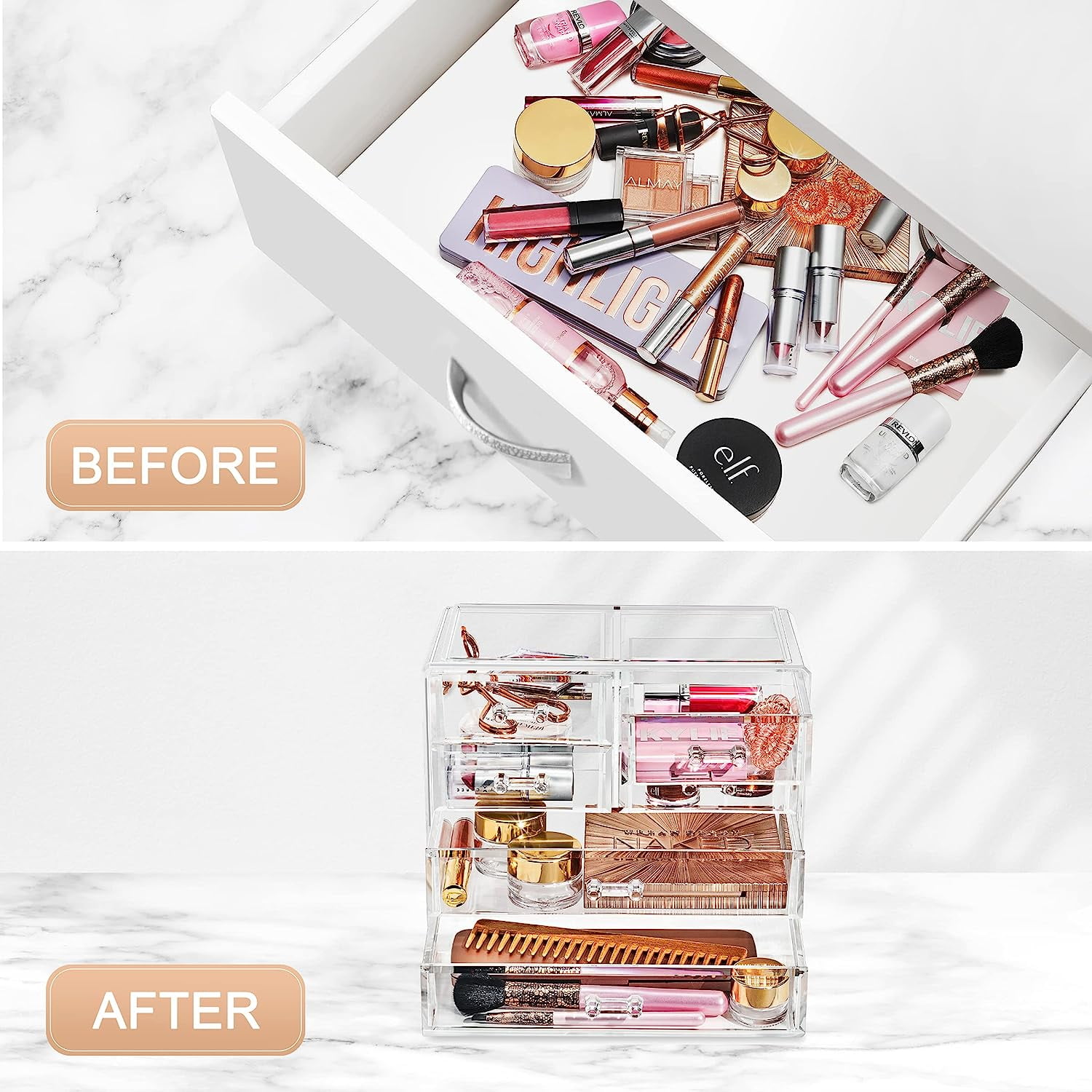 Sorbus Clear Makeup Organizer with 6 Drawers for Cosmetics, Jewelry & Vanity Storage