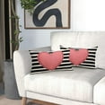 thumbnail image 6 of Valentines Day Lumbar Pillow Covers 12X20 Inch Black White Stripes Pink Heart Decorative Rectangular Pillow Cases Valentine''s Day Cotton Linen Throw Pillows Set of 2 Home Decor For Sofa Couch Outdoor, 6 of 6