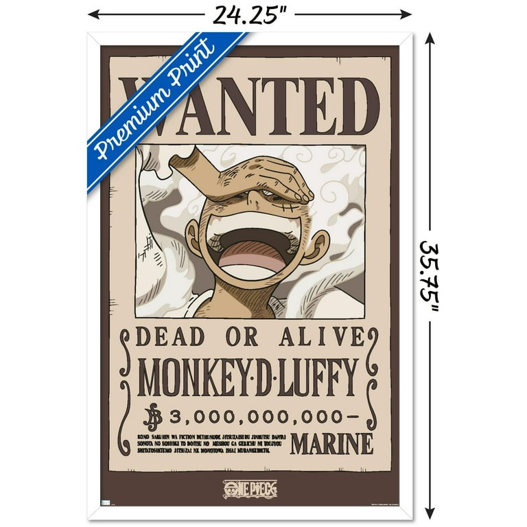 One Piece - Monkey D Luffy Wanted Poster Wall Poster, 22.375