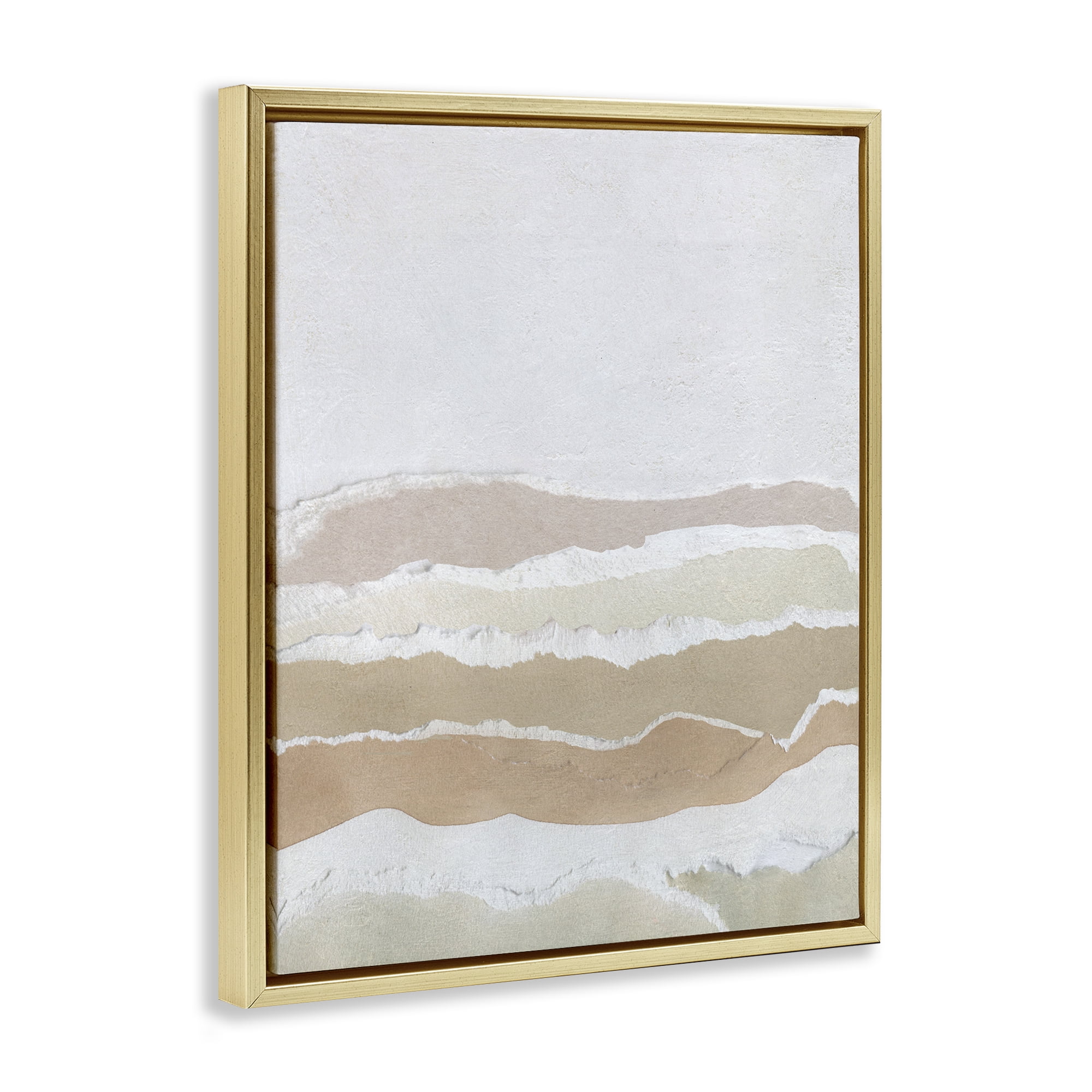 Stupell Industries Desert Dunes Abstraction Abstract Painting Gold Floater Framed Canvas Art Print Wall Art, 25 x 31