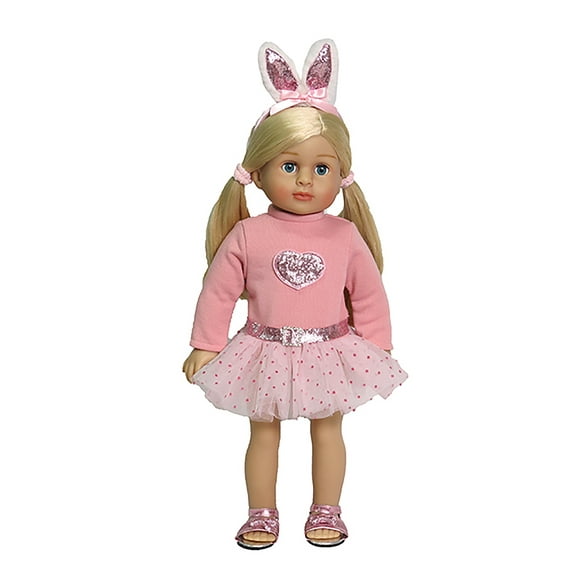 Pink Sparkly Bunny Skirt Set 2pc for 18-Inch Dolls | Dolls Clothes