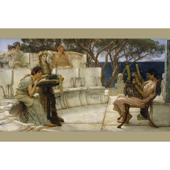 24x36 gallery poster, Sappho and Alcaeus, completed in 1881, by Alma-Tadema