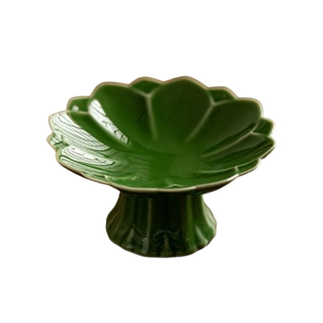 Cuenco de porcelana con base, cuenco decorativo, plato de postre, expositor multiusos para postres. Verde