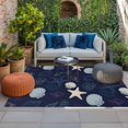 thumbnail image 2 of Nautical Coastal Outdoor Rug for Patio/Deck/Porch, Non-Slip Large Area Rug 6 x 9 Ft, Ocean Beach Starfish Shell Conch Navy Blue Indoor Outdoor Rugs Washable Area Rugs, Camping Rug Carpet Runner, 2 of 8