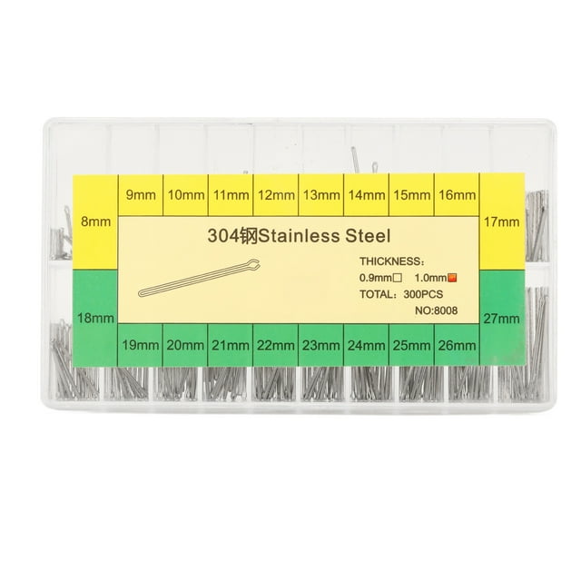 300 pasadores de chaveta para correa de reloj, profesionales, de acero inoxidable, de 1,0 mm, 8 mm a 27 mm.