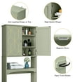 thumbnail image 3 of HLR Over The Toilet Storage Cabinet, Bathroom Above Toilet Storage Cabinet with Doors and Adjustable Shelves, Green, 3 of 7