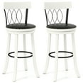thumbnail image 1 of Gymax 29'' Set of 2 Bar Stools w/ Footrest Rubber Wood Frame & Tufted Rivets, 1 of 7