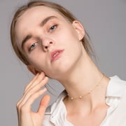 MOUAUOM Dainty Pearl Choker Necklace for Women 14K Gold Plated Beaded Chain Necklace, Handmade Trendy Jewelry Gifts for Wedding Birthday