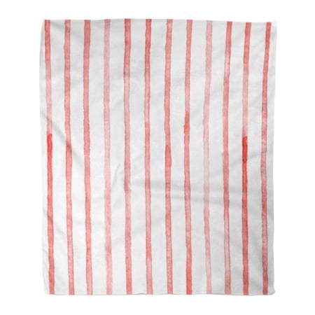 SIDONKU Throw Blanket Warm Cozy Print Flannel Lines Watercolor Stripes on White Red Striped Striped Comfortable Soft for Bed Sofa and Couch 58x80 Inches