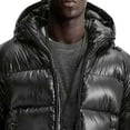 thumbnail image 4 of Men's Hooded Cotton-Padded Jacket - Solid Color Thickened Warm Loose Coat with Big Pockets, Long-Sleeve Bread Jacket, Black, L, 4 of 5
