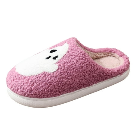 

YUHAOTIN Summer Slippers Women Outdoor New Foreign Trade Cotton Slippers Men and Women Home Winter Cotton Slippers Travel Slippers for Women with Bag Happy Face Slippers