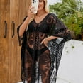 thumbnail image 4 of RYUJNDK See Through Sheer Lace Swimsuit Coverup for Women Casual Loose Bathing Suit Coverup Ladies Lace Sheer Beach Coverup, 4 of 8