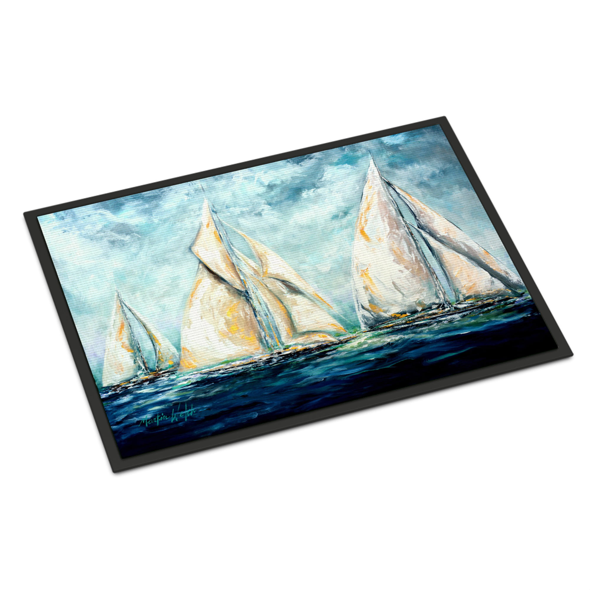 Carolines Treasures Black Sails Sailboat Indoor or Outdoor Mat 24 x 36 Multicolor 