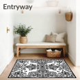 thumbnail image 3 of ODIKA 3'x5' Machine Washable Non-Slip Area Rug, Luxurious Vintage Damask Spiral Medallion Motif High Traffic Rug, Black, 580837, 3 of 7