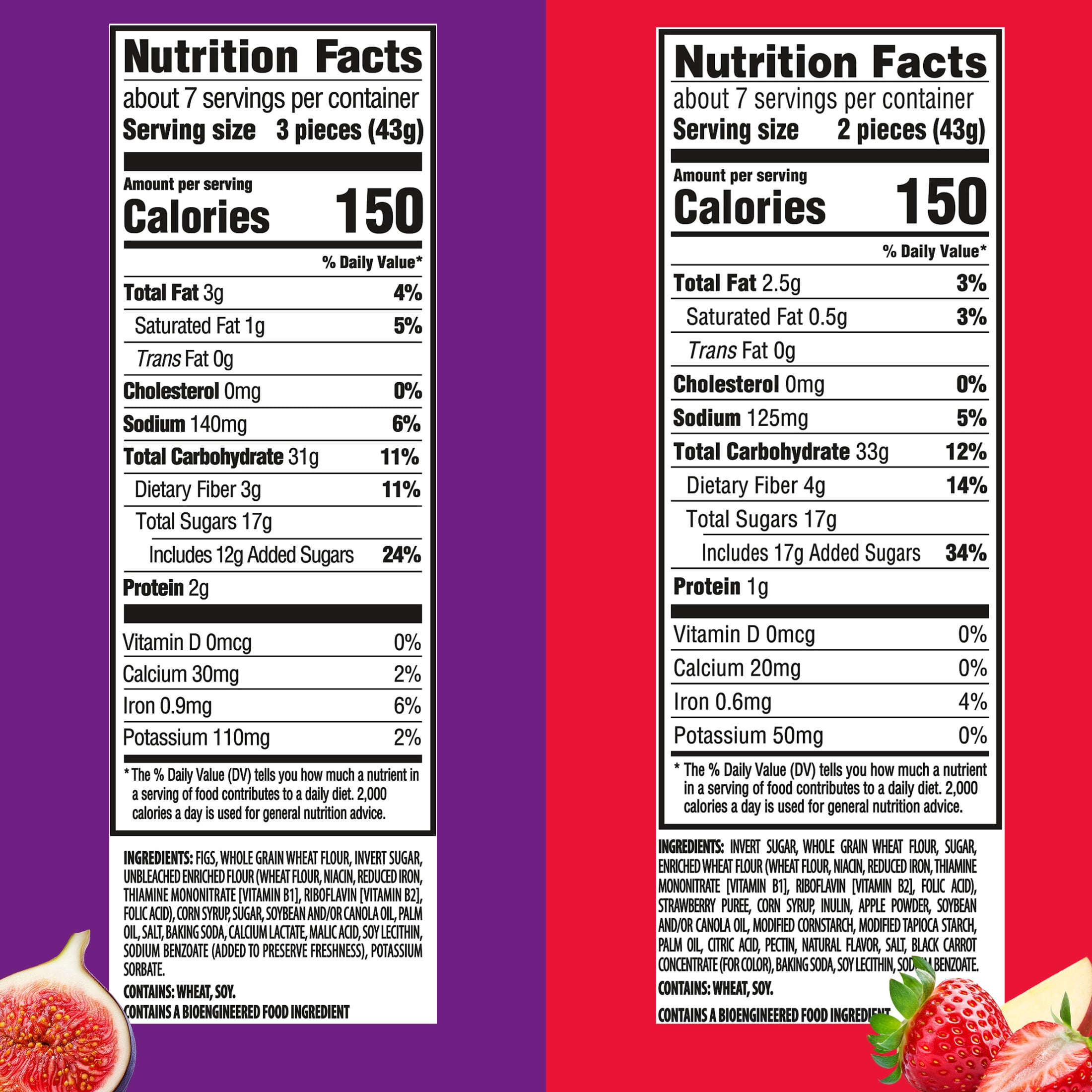 NEWTONS Soft & Fruit Chewy Cookies Variety Pack, (Fig Bars, Strawberry Bars), 4 Packs