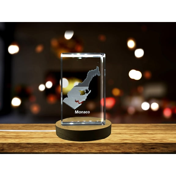 Monaco 3D Engraved Crystal 3D Engraved Crystal Keepsake/Gift/Decor/Collectible/Souvenir