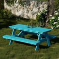 thumbnail image 2 of Wildridge Heritage 72 in. Picnic Table with Attached Benches, Aruba Blue - Outdoor Weather Resistant HDPE Picnic Table for Patio, Porch, Deck, Lawn, 2 of 4