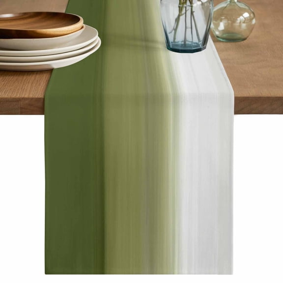 Table Runner 90 Inches Long for Kitchen Dining, Sage Green Ombre Dresser Scarf Farmhouse, Dining Table Decorations for Wedding/Parties, Modern Abstract Art Texture 13 x 90 In