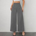 thumbnail image 2 of Comdrip Women's Pants Women's Loose Pleated Front Long Pants Wide Leg Trousers Solid Causal Dress Pants Women Grey M, 2 of 8