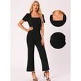 thumbnail image 2 of DARING DIVA Women's Work Square Neck Loose Wide Leg Jumpsuits S Black, 2 of 6