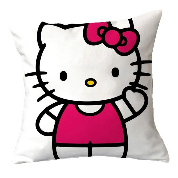 Funda de almohada de Hello Kitty para niña, bonito diseño de corazón Rosa Sanrio Kawaii, foto personalizada y creativa, regalo DIY, 45x45cm