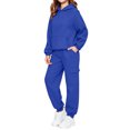 thumbnail image 5 of Cute Sweatshirts Children's Winter Solid Color Long Sleeve Hooded Pockets Sweatshirt Pants Sweatpants Casual Sports Two-piece Set Kids Blue 90, 5 of 9