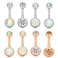thumbnail image 1 of piezas de anillos para el ombligo de acero inoxidable con circonita cúbica y piedra de ojo de gato, 1 of 5